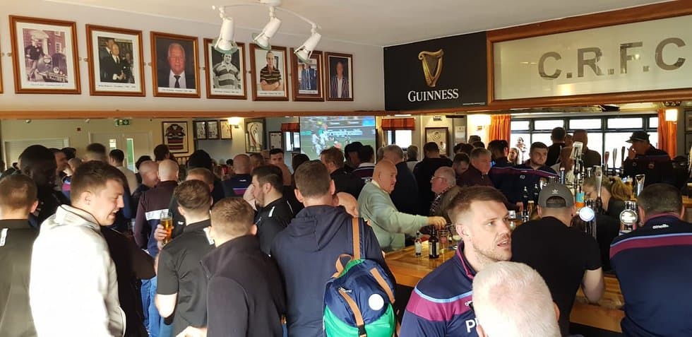 A busy Crawley clubhouse bar