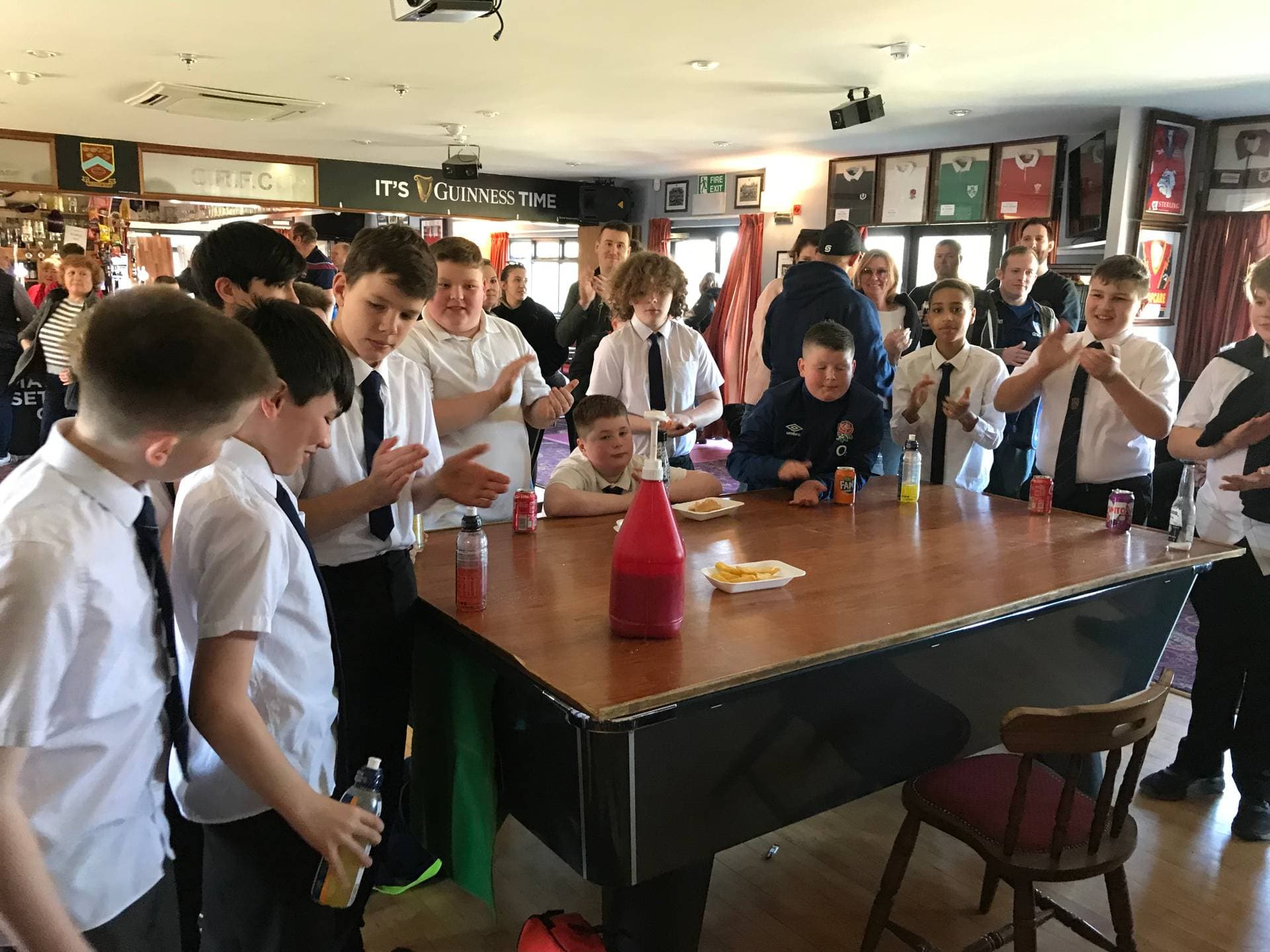 Players in the clubhouse after a match